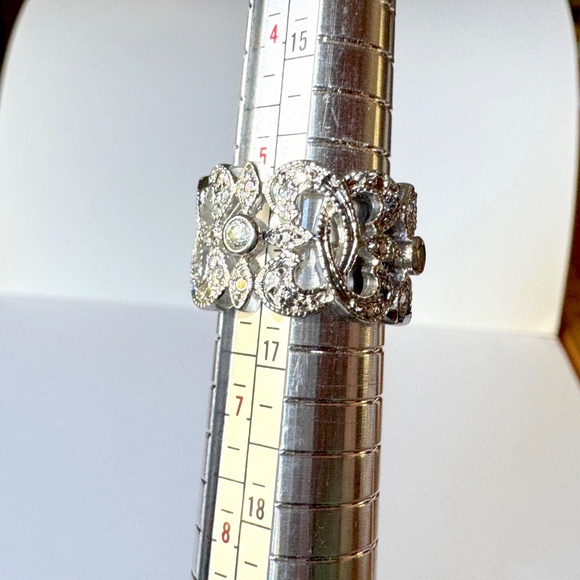 Filagree Ring sz 6, sparkle rhinestone silver - Picture 2 of 8